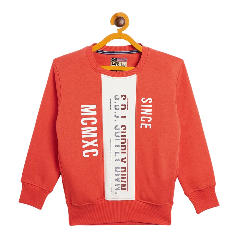 Duke Urban Boys Round Neck Sweatshirt (LF312) Tangy Orange / 36 / Printed