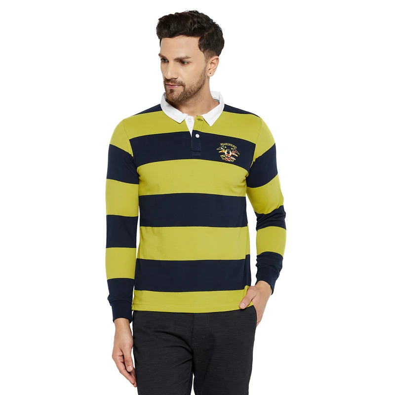 Duke Stardust Men Full Sleeve Cotton T-shirt (LF3967) Neon Green / XXL / Striped