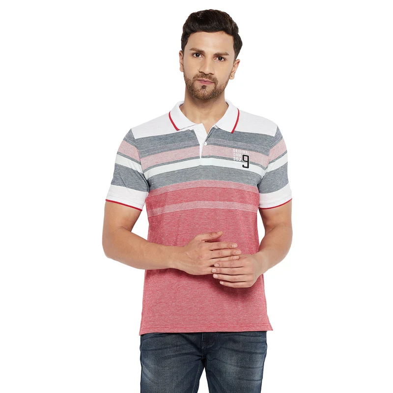 Duke Urban Men Half Sleeve Cotton T-shirt (LF5439) Brown Coffee / S / Striped
