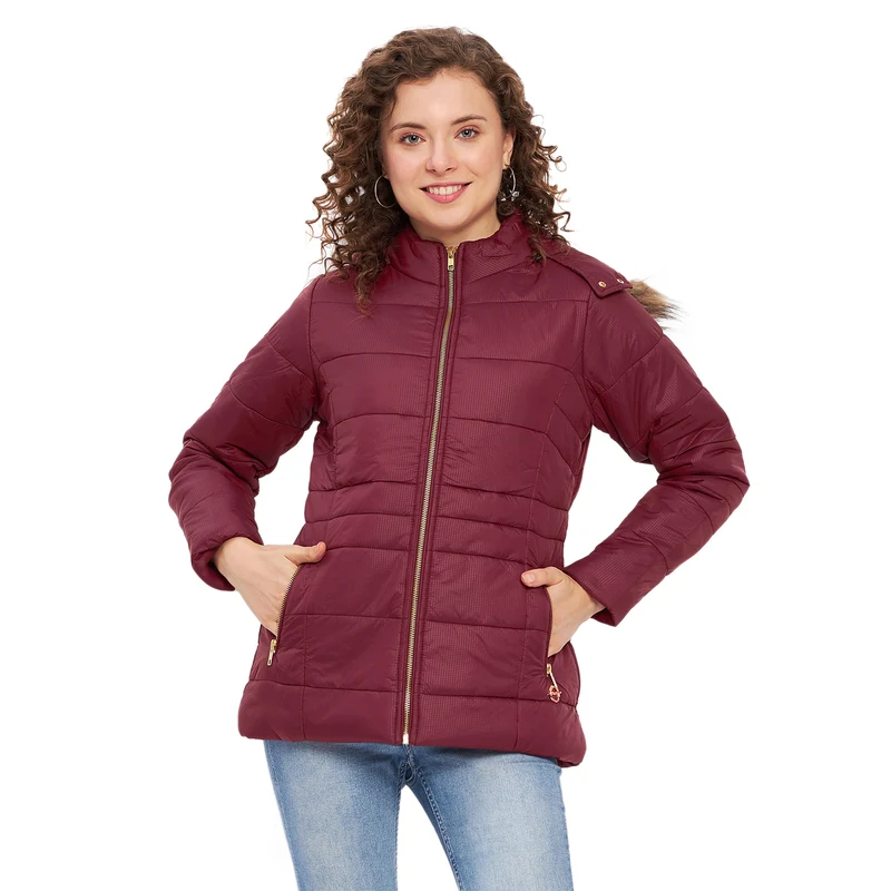 Duke Urban Women Full Sleeve Jacket (SDZ1912) Wine / M / Solid