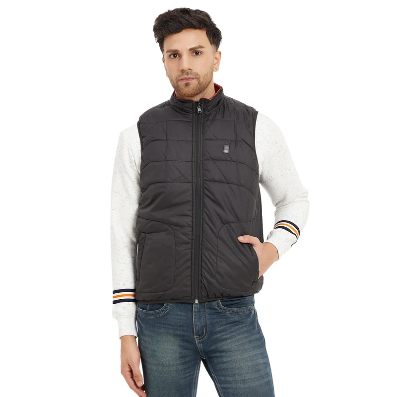 Duke Urban Men Sleeveless Reversible Jacket (SDZ1873) Black / M / Solid