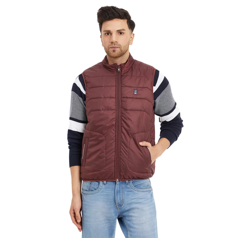 Duke Urban Men Sleeveless Reversible Jacket (SDZ1873) Wine / M / Solid