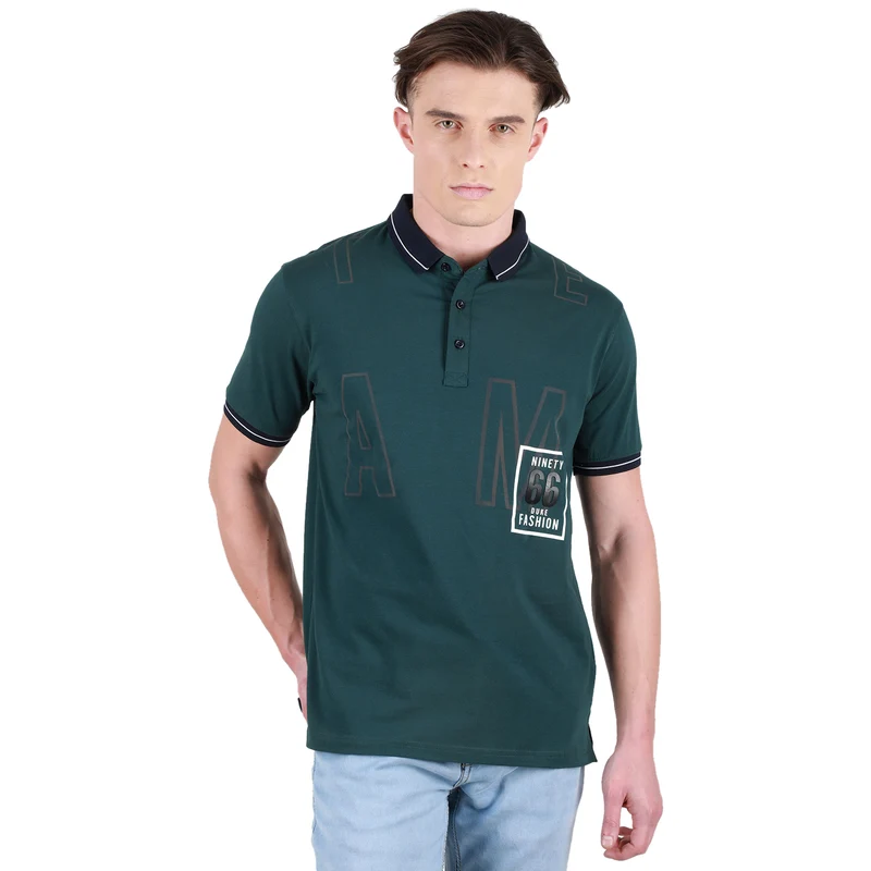 Duke Stardust Men Half Sleeve Cotton Tshirt (4222) Teal / S / Solid