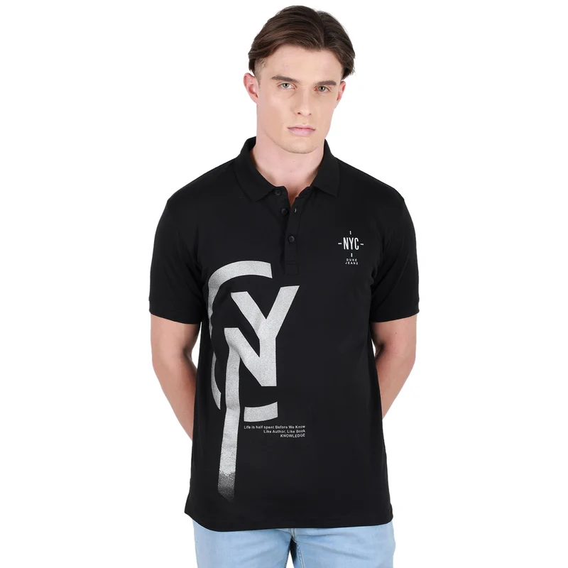 Duke Stardust Men Half Sleeve Cotton Tshirt (4224) Black / L / Solid
