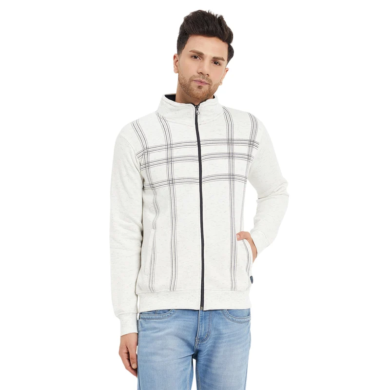 Duke Stardust Men Zipper Sweatshirt (LF6214) White Alloy(Hairy) / L / Checkered