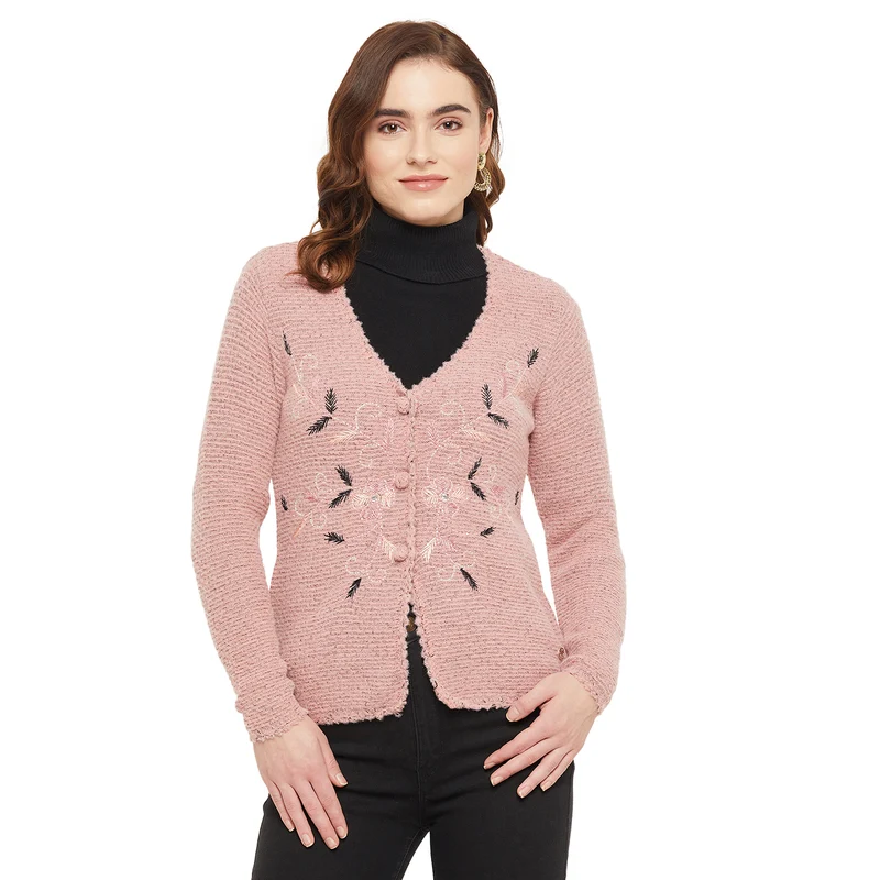 Duke Urban Women Self Design Cardigan (SDS9733) Dusty Pink / M / Self Design
