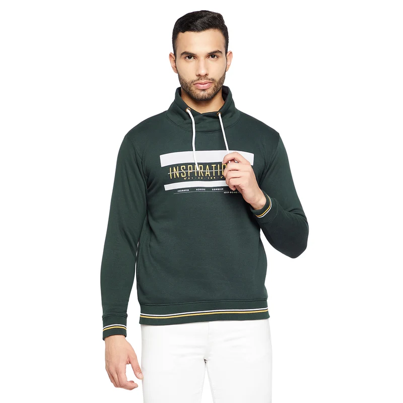 Duke Urban Men Round Neck Sweatshirt (LF6151) Bottle Green / M / Printed