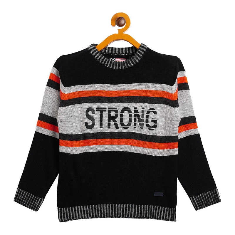 Duke Urban Boys Full Sleeve Round Neck Sweater (SDS3603) Black / 26 / Striped