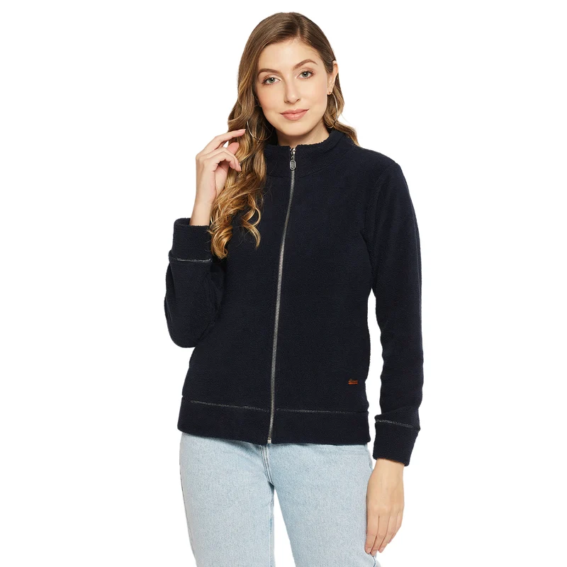 Duke Stardust Women Zipper Sweatshirt (LFX826) Navy / M / Solid