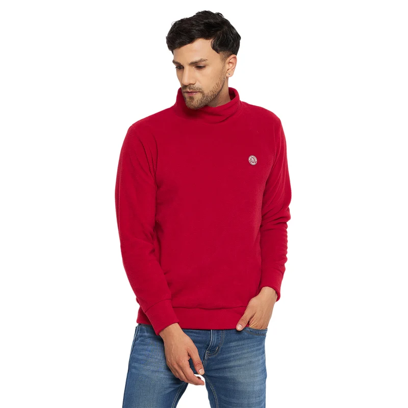 Duke Stardust Men High Neck Sweatshirt (LF6113S) Ruby Red / M / Solid