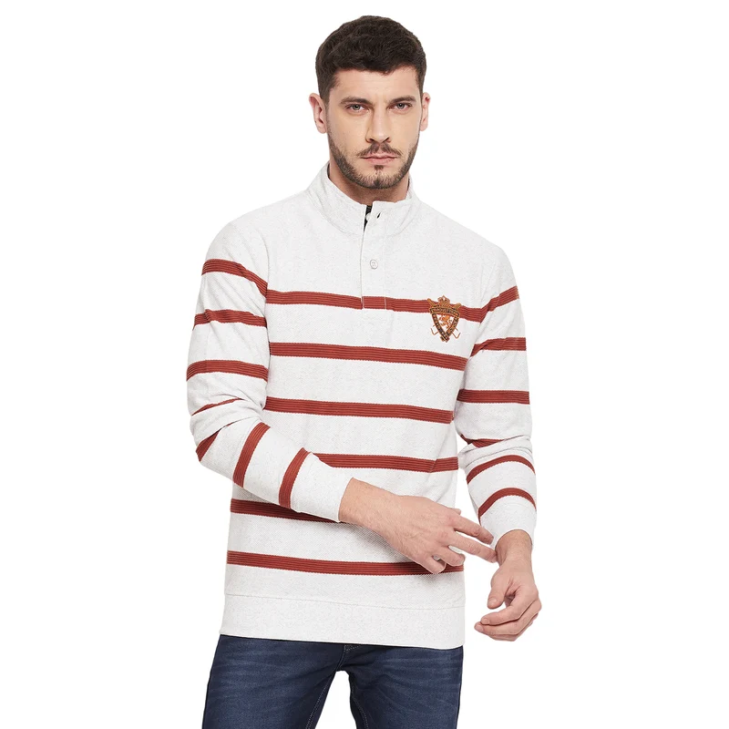 Duke Urban Men High Neck Sweatshirt (LF6175) Rust / XL / Striped