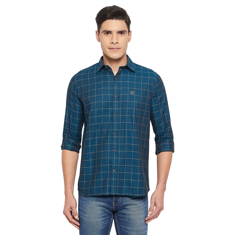 Duke Stardust Men Full Sleeve Cotton Shirt (SDO6CKL) Denim / XXL / Checkered