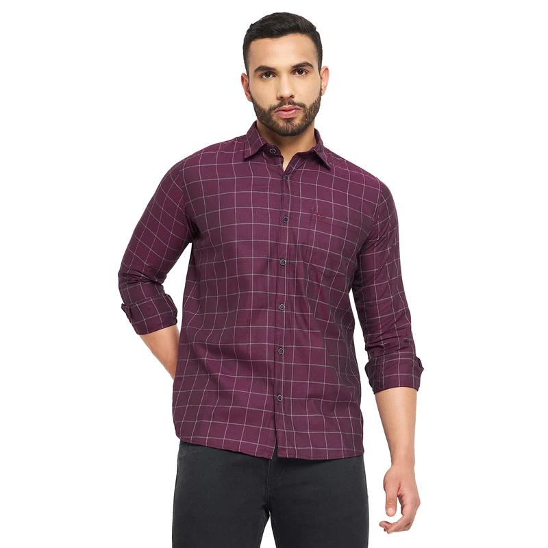 Duke Stardust Men Full Sleeve Cotton Shirt (SDO6CKL) Wine / L / Checkered