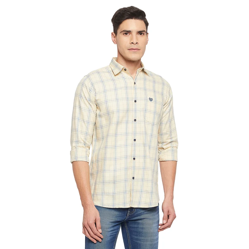 Duke Urban Men Full Sleeve Cotton Shirt (SDO6CKN) Lemon / M / Checkered