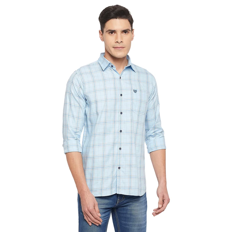 Duke Urban Men Full Sleeve Cotton Shirt (SDO6CKN) Sky / L / Checkered