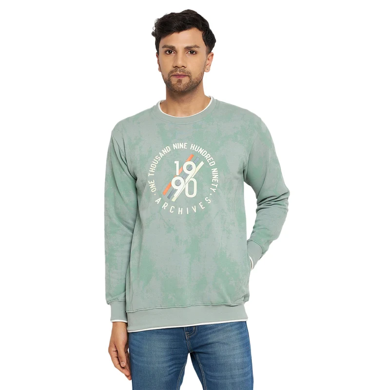 Duke Urban Men Round Neck Sweatshirt (LF6193) Sage Green / L / Printed