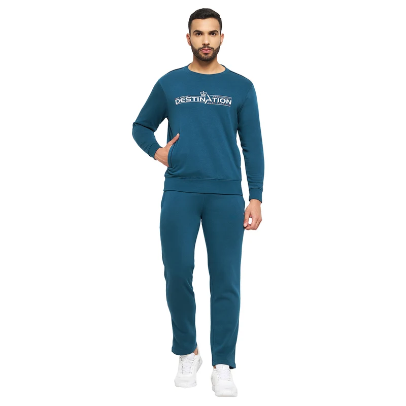 Duke Urban Men Round Neck Tracksuit (LF6028) Denim / L / Solid