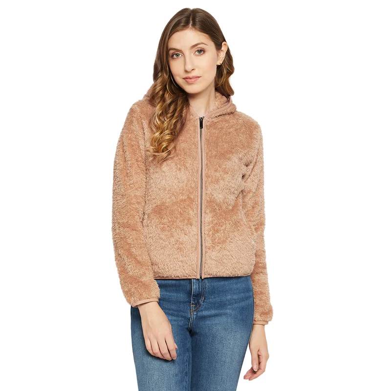 Duke Stardust Women Hooded Neck Sweatshirt (LFX884) Fawn / L / Solid