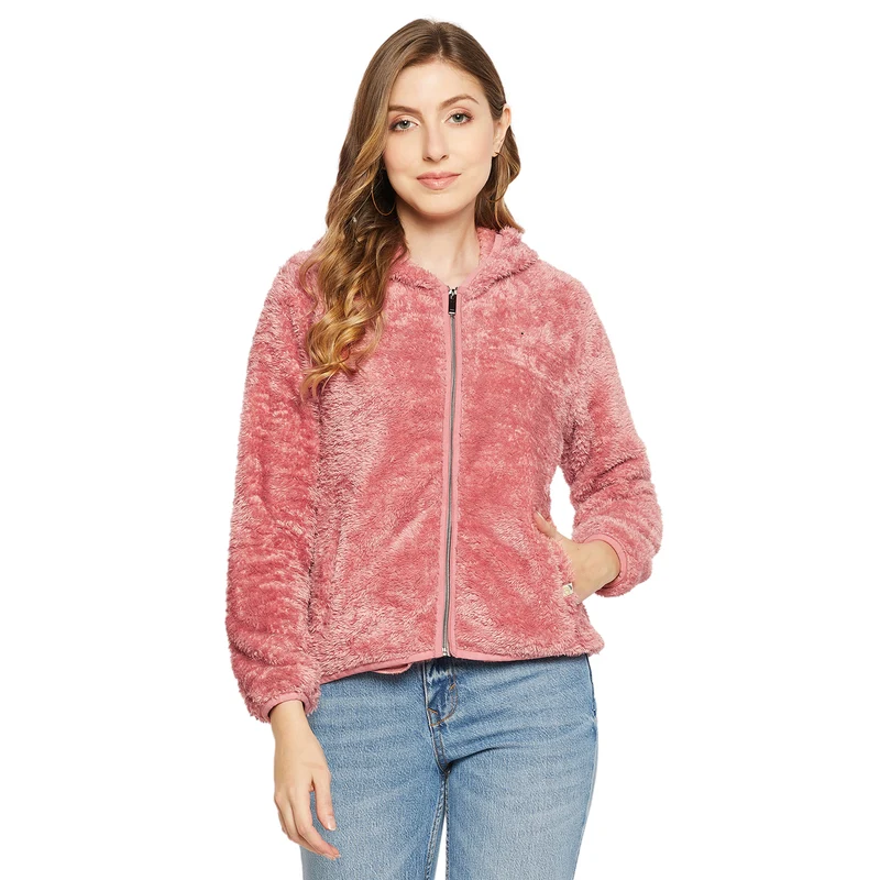Duke Stardust Women Hooded Neck Sweatshirt (LFX884) Pink / XL / Solid