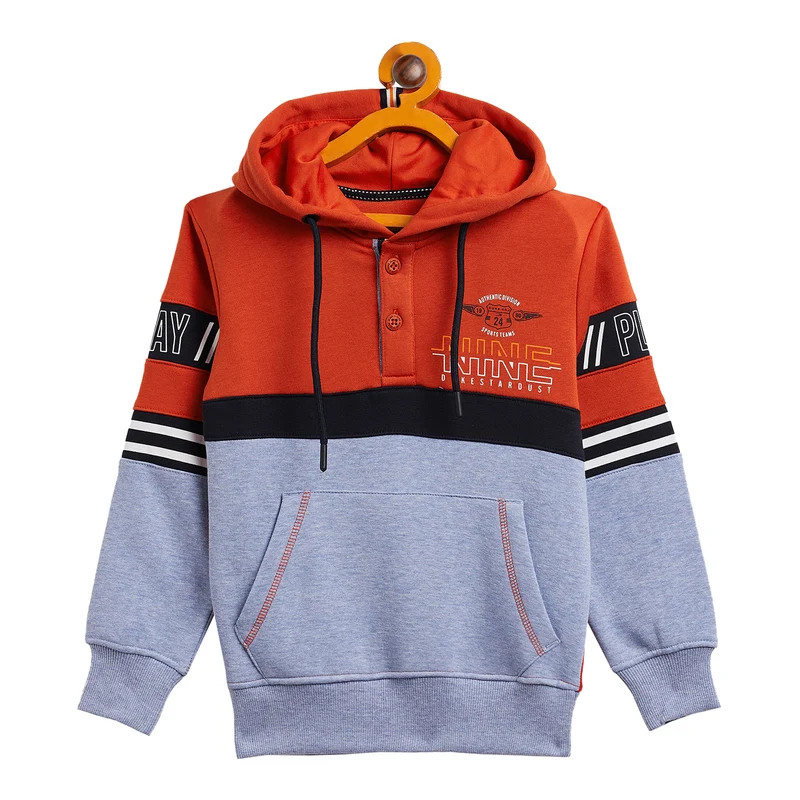 Duke Urban Boys Hooded Sweatshirt (LF280) Orange / 28 / Color Block