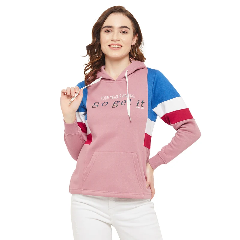 Duke Urban Women Hooded Sweatshirt (LFX838) Dusty Pink / L / Colorblock