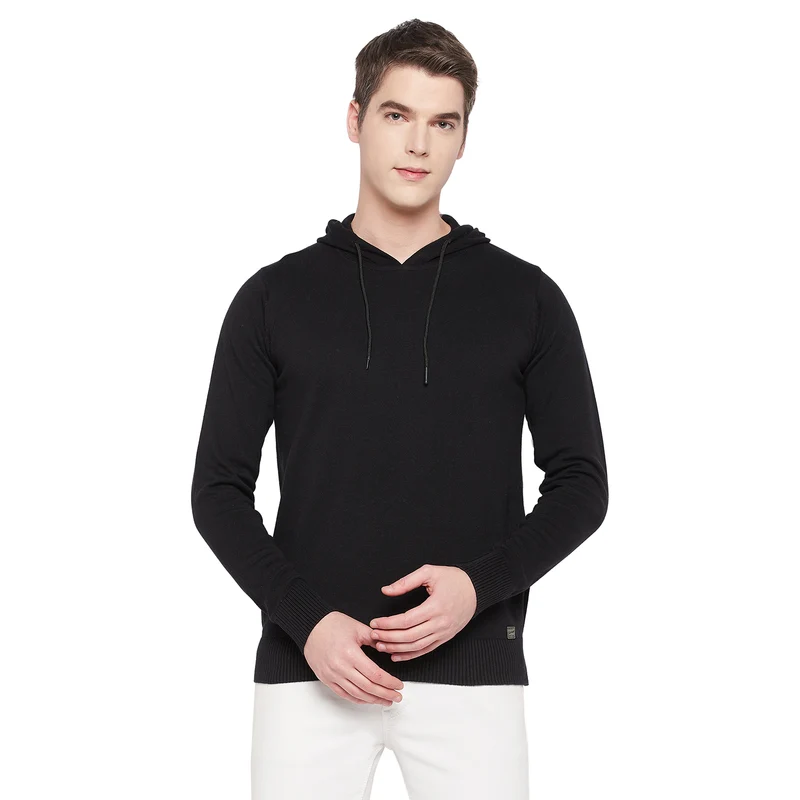 Duke Urban Men Hooded Neck Sweater (SDS2094) Black / S / Solid