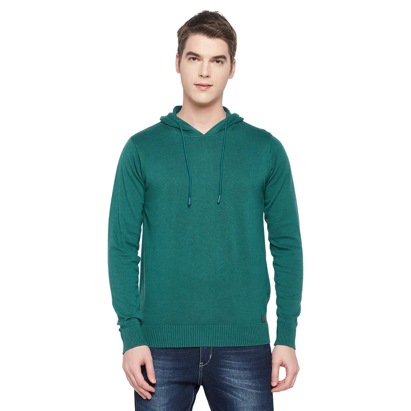 Duke Urban Men Hooded Neck Sweater (SDS2094) Stone Green / XL / Solid