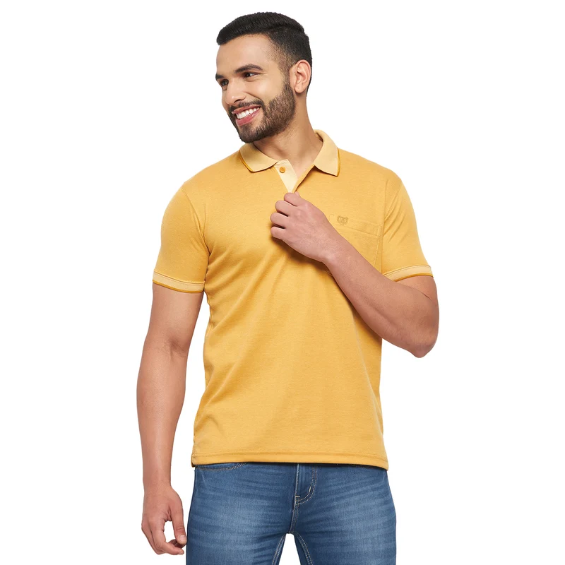 Duke Urban Men Half Sleeve Cotton T-shirt (SD53) XL / Mustard / Solid