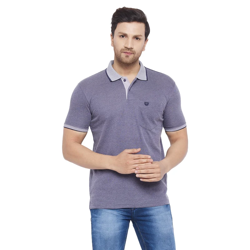 Duke Urban Men Half Sleeve Cotton Tshirt (ONSD40) Indigo Mix / XL / Solid