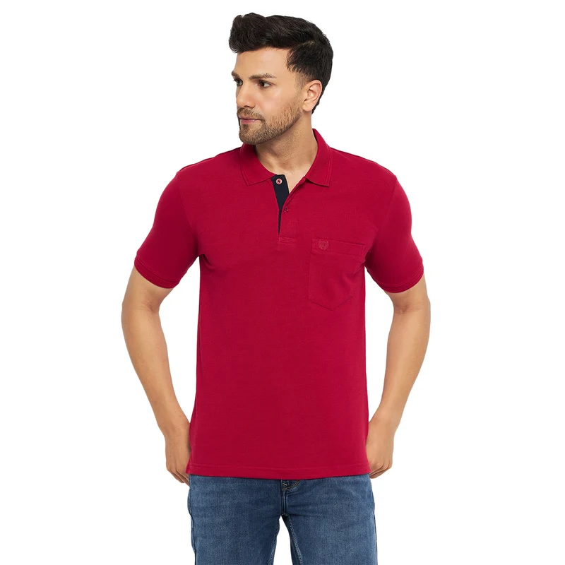 Duke Urban Men Half Sleeve Cotton T-shirt (SD55) XL / Cranberry / Solid