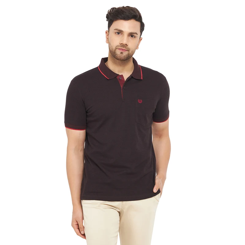 Duke Urban Men Half Sleeve Cotton T-shirt (SD53) L / Cranberry Mix / Solid