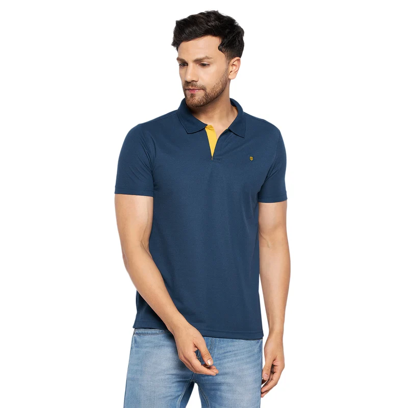 Duke Urban Men Half Sleeve Cotton T-shirt (LF5400) Denim / M / Solid