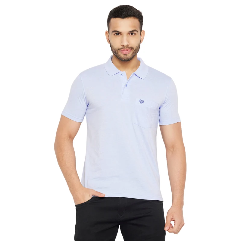 Duke Urban Men Half Sleeve Cotton T-shirt (SD49) XL / Sky Mel. / Solid