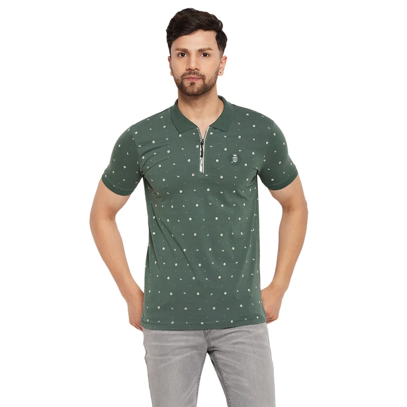 Duke Urban Men Half Sleeve Cotton T-shirt (LF5779) Stone Green / S / Printed
