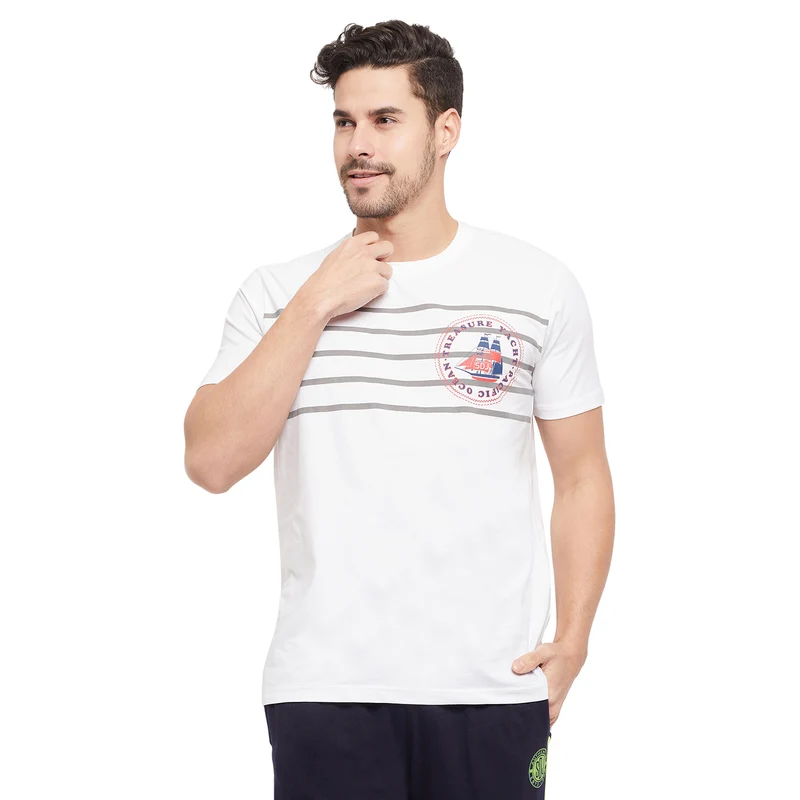 Duke Stardust Men Half Sleeve Cotton T-shirt (LF5833) White / XL / Printed