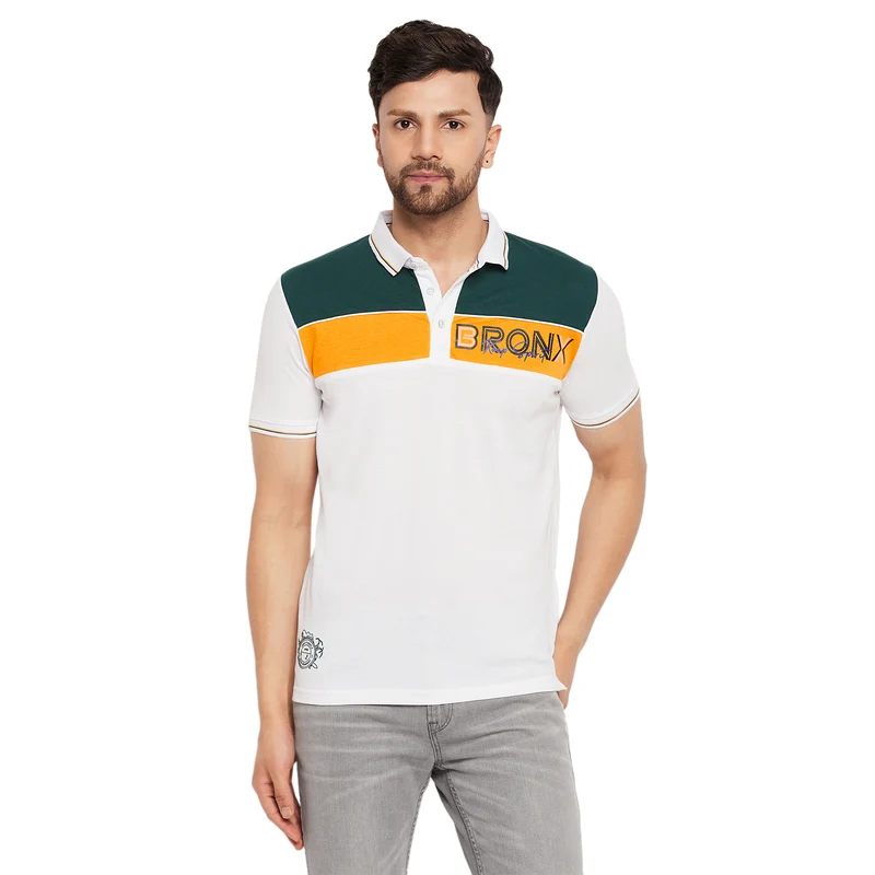 Duke Stardust Men Half Sleeve Cotton T-shirt (LF5852) White / S / Color Block