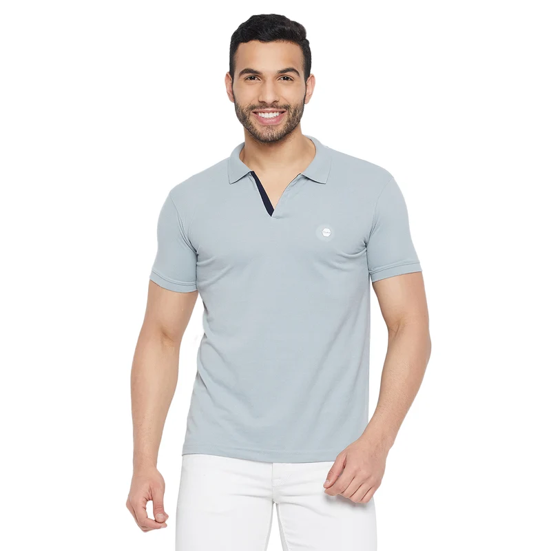 Duke Stardust Men Half Sleeve Cotton T-shirt (4700F) XL / Cement / Solid