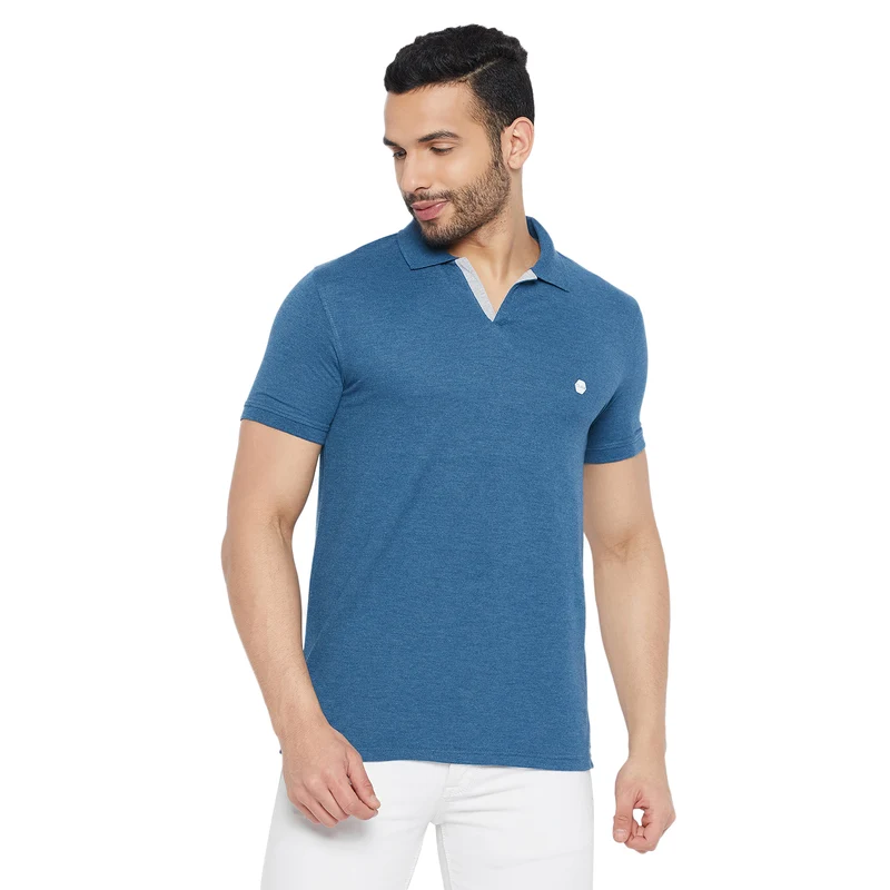 Duke Stardust Men Half Sleeve Cotton T-shirt (4700F) XXL / Denim Blue Mel. / Solid