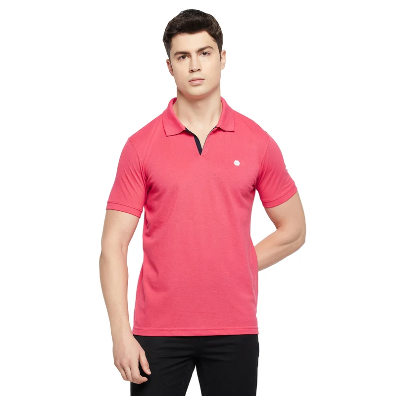 Duke Stardust Men Half Sleeve Cotton T-shirt (4700F) XL / Hot Pink / Solid