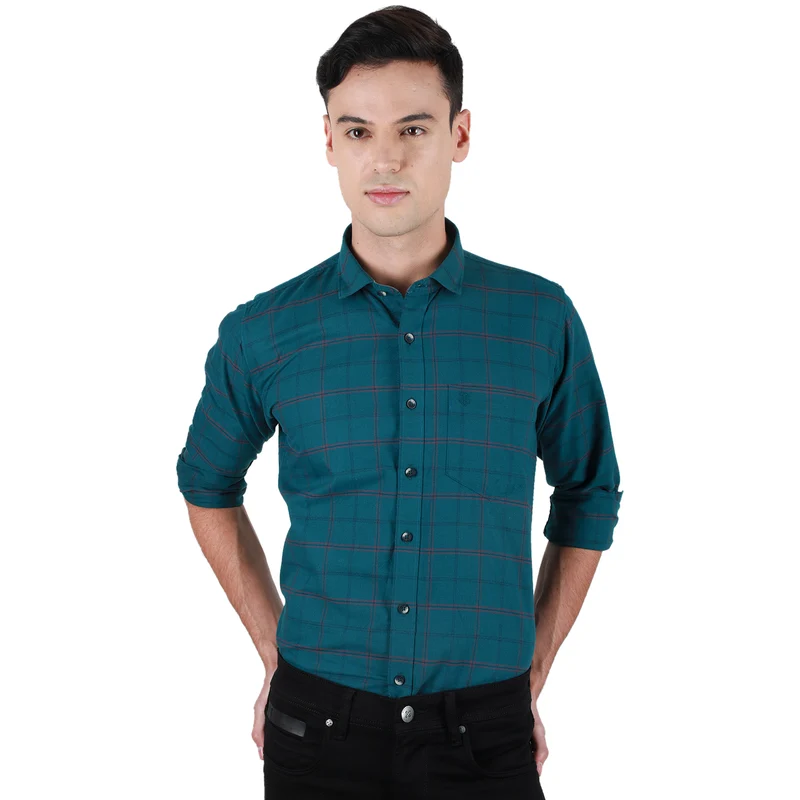 Duke Urban Men Full Sleeve Cotton Shirt (SDO8CKOC) Bottle Green / XXL / Checkered
