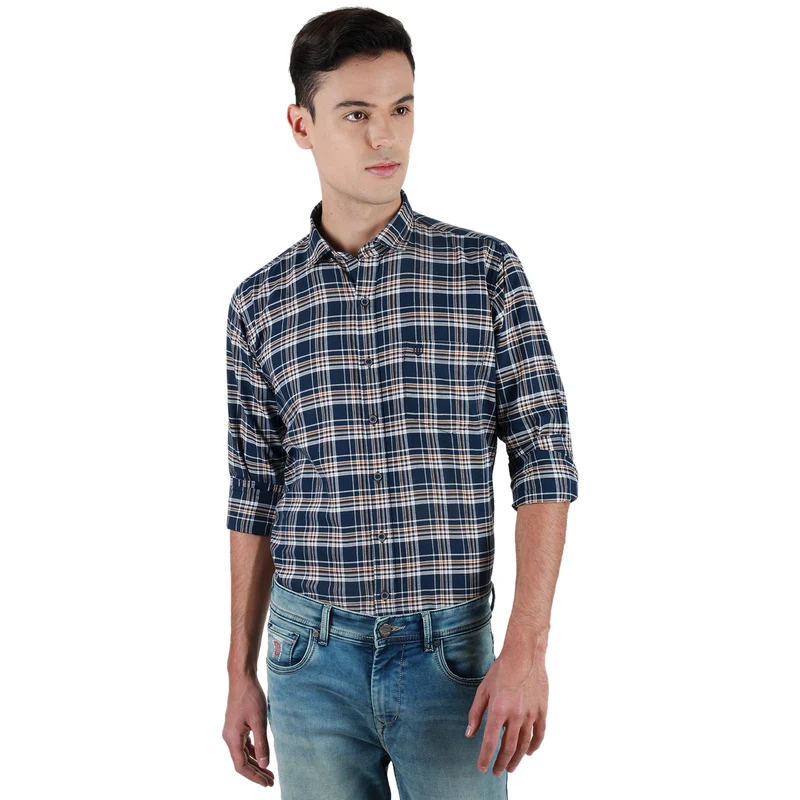 Duke Stardust Men Full Sleeve Cotton Shirt (SDO8CKOE) Navy / XXL / Checkered