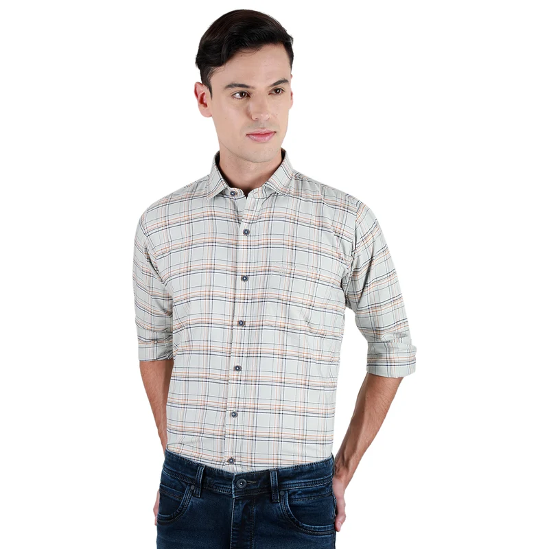 Duke Stardust Men Full Sleeve Cotton Shirt (SDO8CKOE) Olive / XL / Checkered