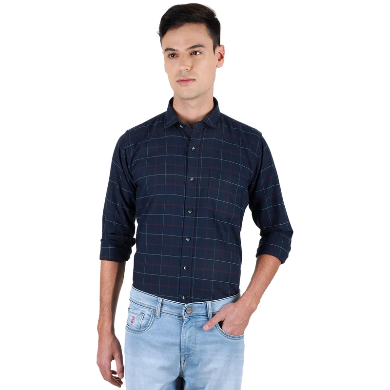 Duke Urban Men Full Sleeve Cotton Shirt (SDO8CKOD) Navy / M / Checkered
