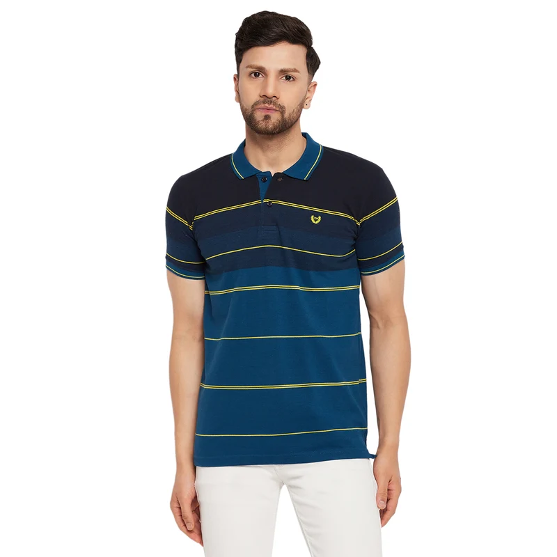 Duke Stardust Men Half Sleeve Cotton T-shirt (1191) Navy / M / Striped