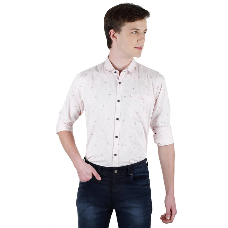 Duke Urban Men Full Sleeve Cotton Shirt (SDO3PRTC) Powder Pink / L / Printed