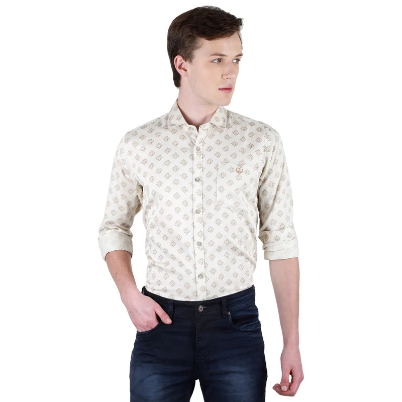 Duke Urban Men Full Sleeve Cotton Shirt (SDO3PRTB) Fawn / M / Printed