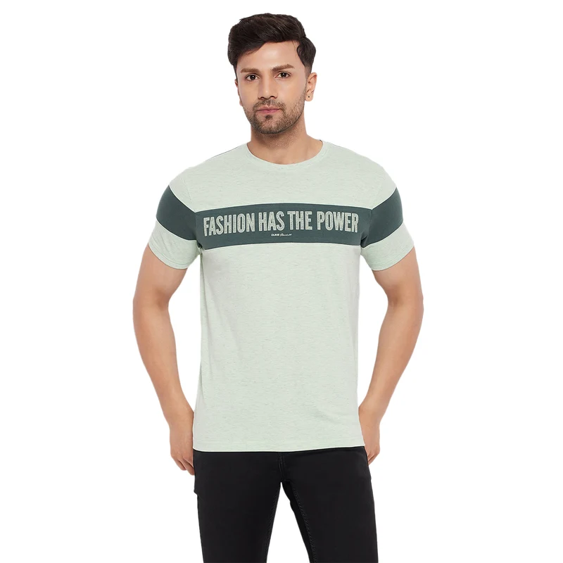 Duke Stardust Men Round Neck Half Sleeve Cotton T-shirt (LF5829) Sage Green Hairy / S / Printed