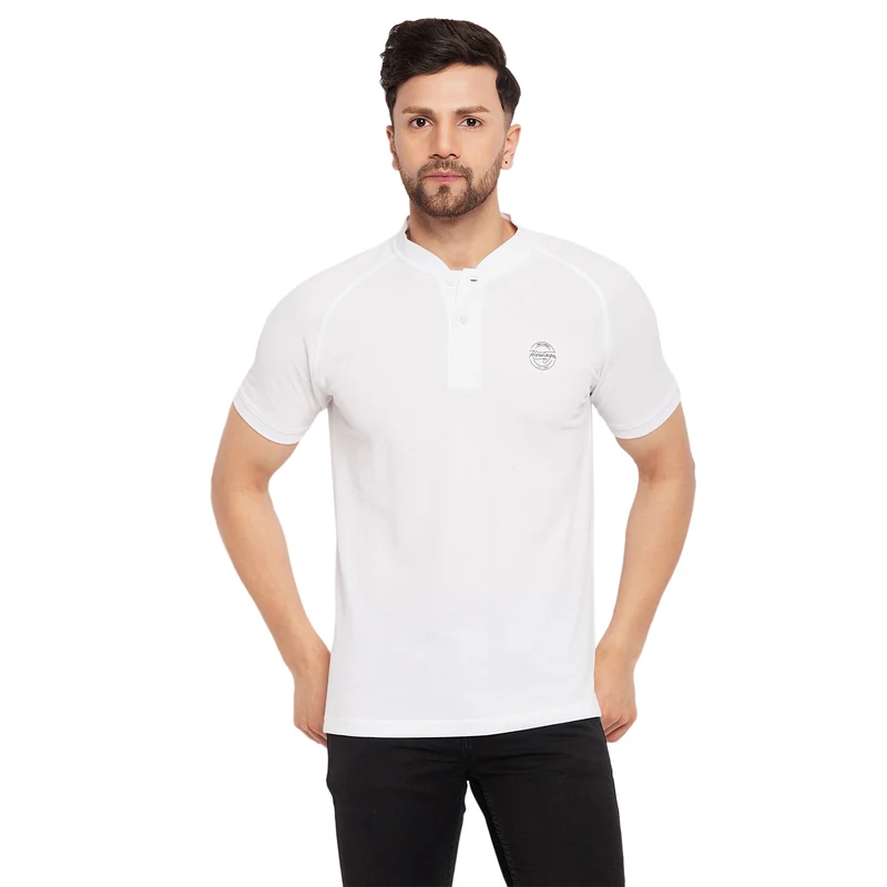 Duke Stardust Men Half Sleeve Cotton T-shirt (LF7033) White / XL / Solid