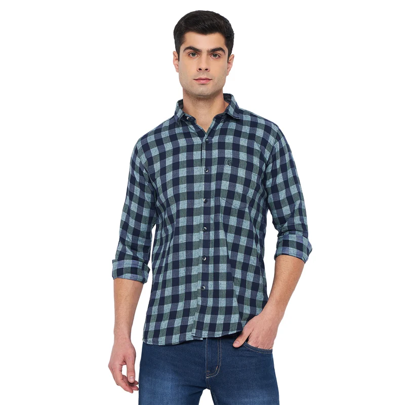 Duke Stardust Men Full Sleeve Cotton Shirt (SD8CKLA) Green / M / Checkered