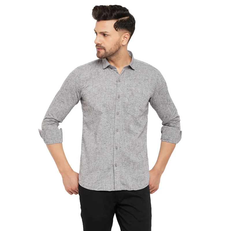 Duke Urban Men Full Sleeve Cotton Shirt (SDO8PLCA) Lemon / L / Self Design